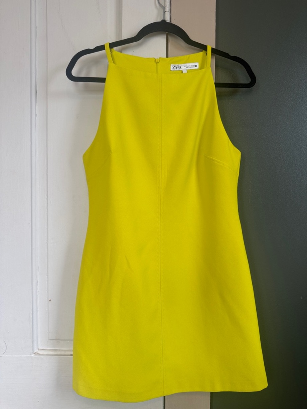 Zara Neon green/Yellow Halter Mini Dress